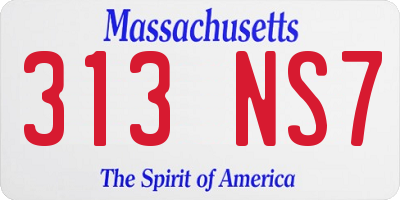 MA license plate 313NS7