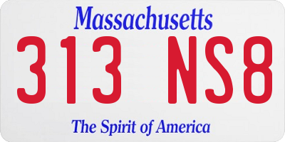 MA license plate 313NS8