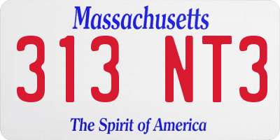 MA license plate 313NT3