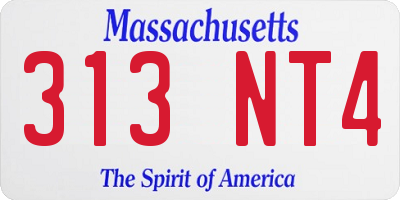 MA license plate 313NT4
