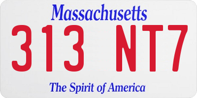 MA license plate 313NT7