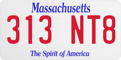 MA license plate 313NT8