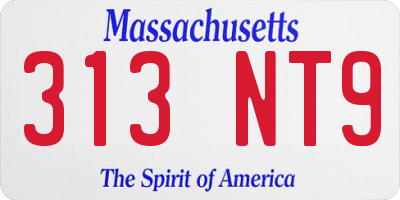 MA license plate 313NT9