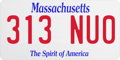 MA license plate 313NU0