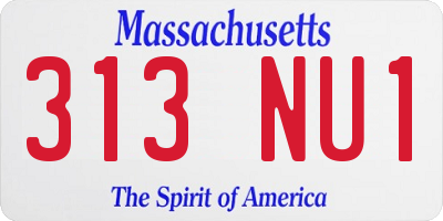 MA license plate 313NU1