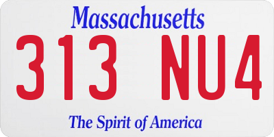 MA license plate 313NU4