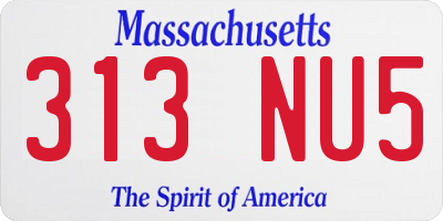MA license plate 313NU5