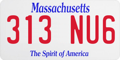 MA license plate 313NU6