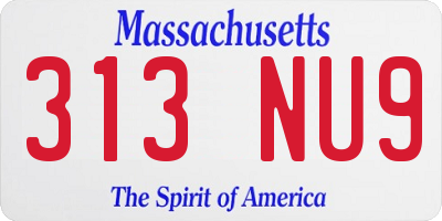 MA license plate 313NU9