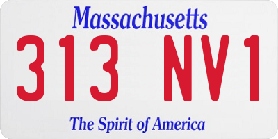 MA license plate 313NV1