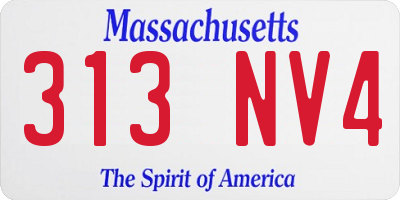 MA license plate 313NV4