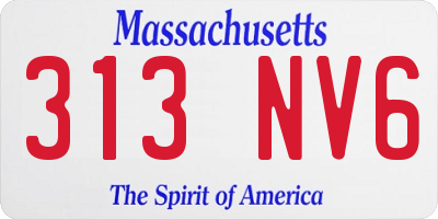 MA license plate 313NV6