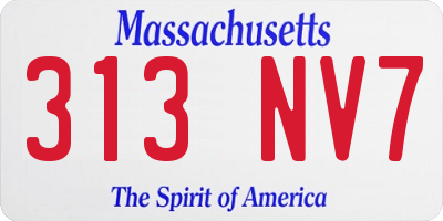 MA license plate 313NV7