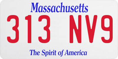 MA license plate 313NV9