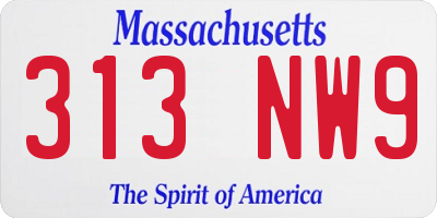 MA license plate 313NW9