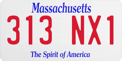 MA license plate 313NX1