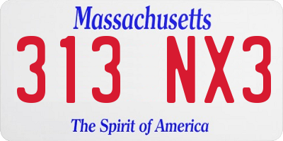 MA license plate 313NX3