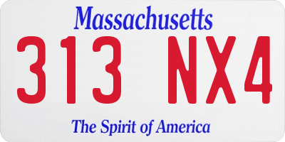 MA license plate 313NX4