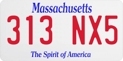 MA license plate 313NX5