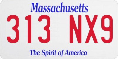 MA license plate 313NX9