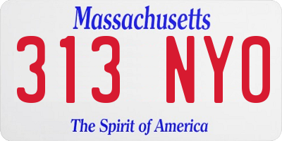 MA license plate 313NY0
