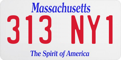 MA license plate 313NY1