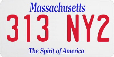 MA license plate 313NY2