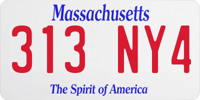 MA license plate 313NY4