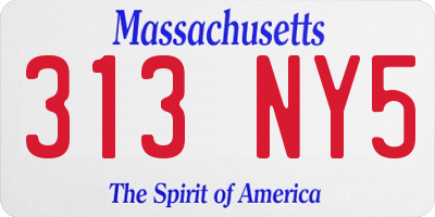 MA license plate 313NY5