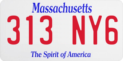 MA license plate 313NY6
