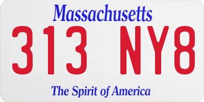 MA license plate 313NY8