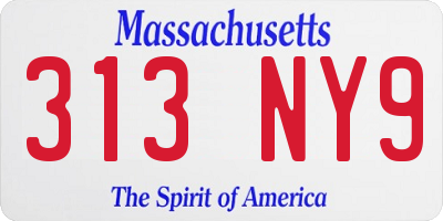 MA license plate 313NY9