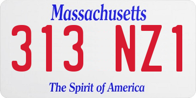 MA license plate 313NZ1