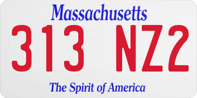 MA license plate 313NZ2