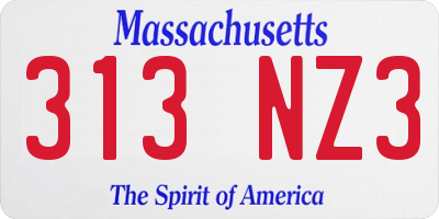 MA license plate 313NZ3