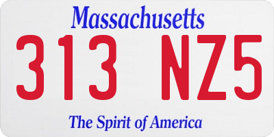 MA license plate 313NZ5