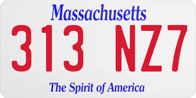 MA license plate 313NZ7