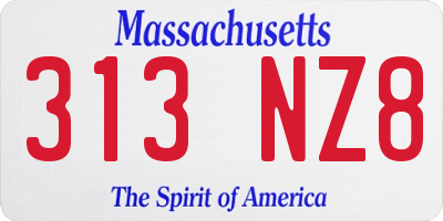 MA license plate 313NZ8
