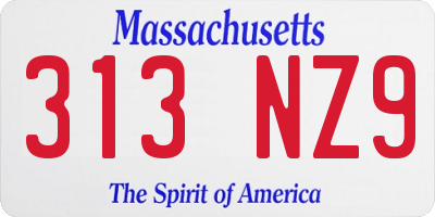MA license plate 313NZ9