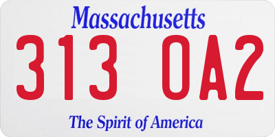 MA license plate 313OA2