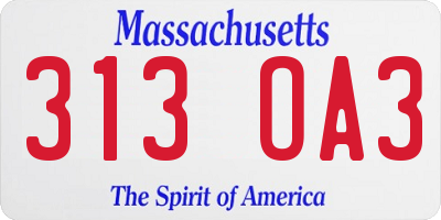 MA license plate 313OA3