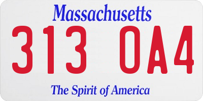 MA license plate 313OA4