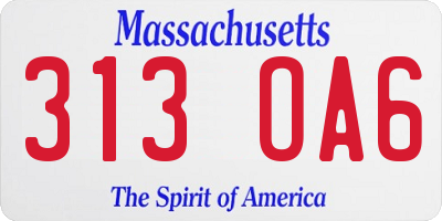 MA license plate 313OA6