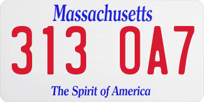 MA license plate 313OA7