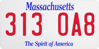 MA license plate 313OA8