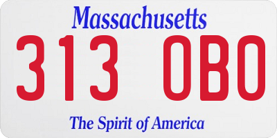 MA license plate 313OB0
