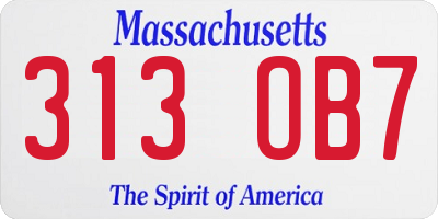 MA license plate 313OB7