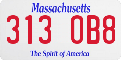 MA license plate 313OB8