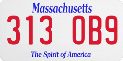 MA license plate 313OB9