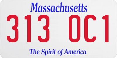 MA license plate 313OC1